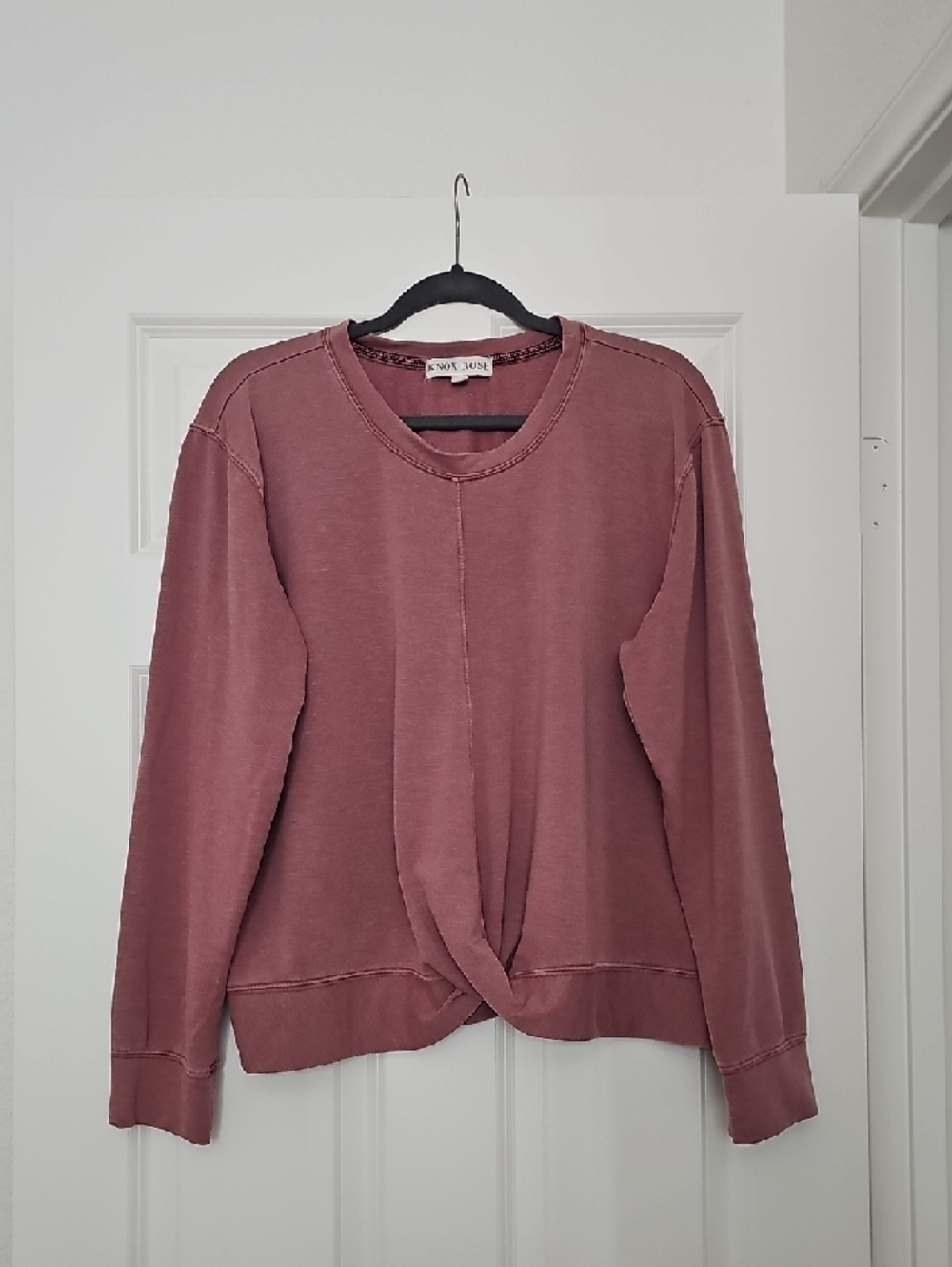 Knox Rose Twist Front Pullover Sweatshirt Dusty Mauve Rose L